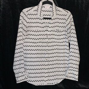 Candies Black & White Dress Button Downn Shirt Sz S